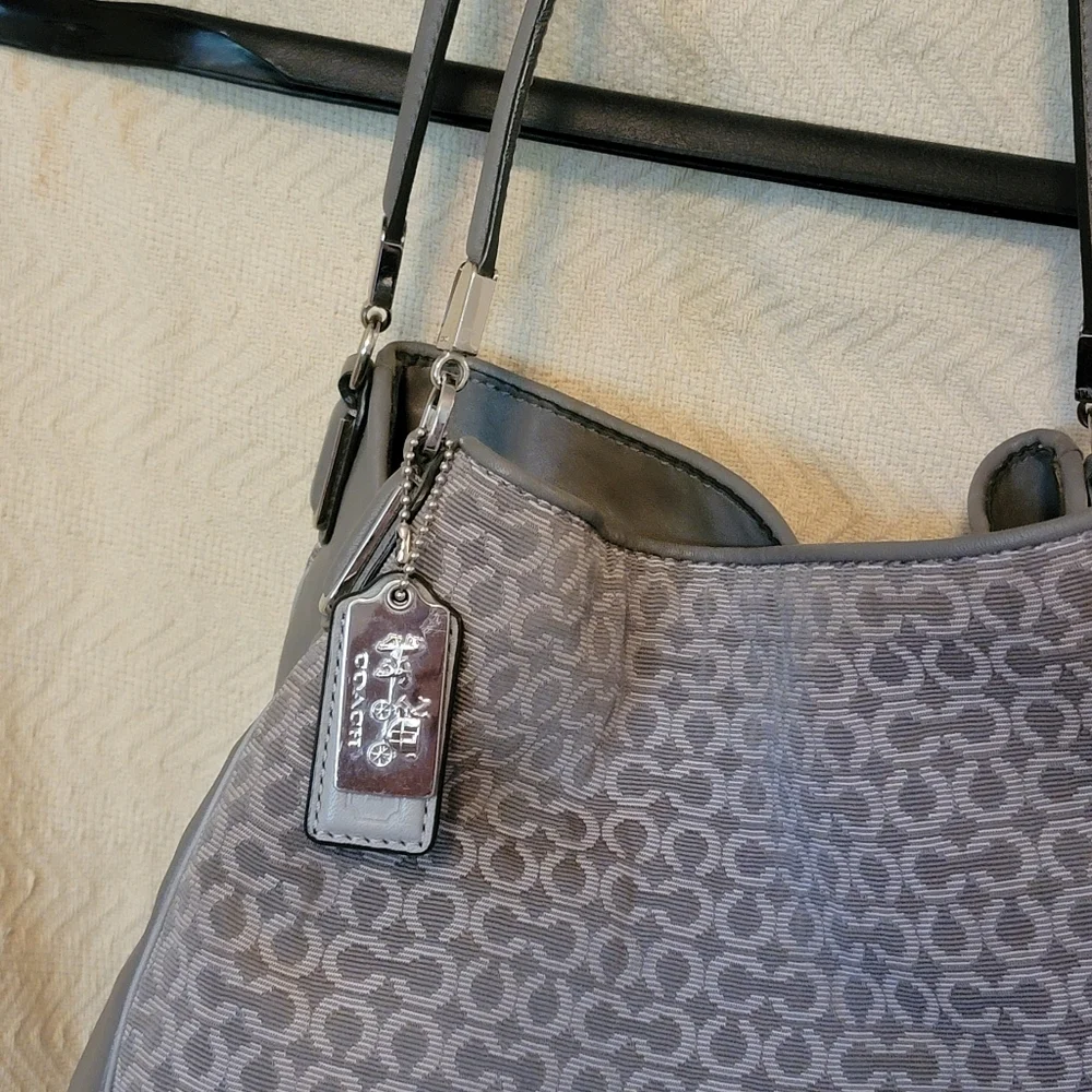 Coach Gray Signature Canvas Shoulder Bag